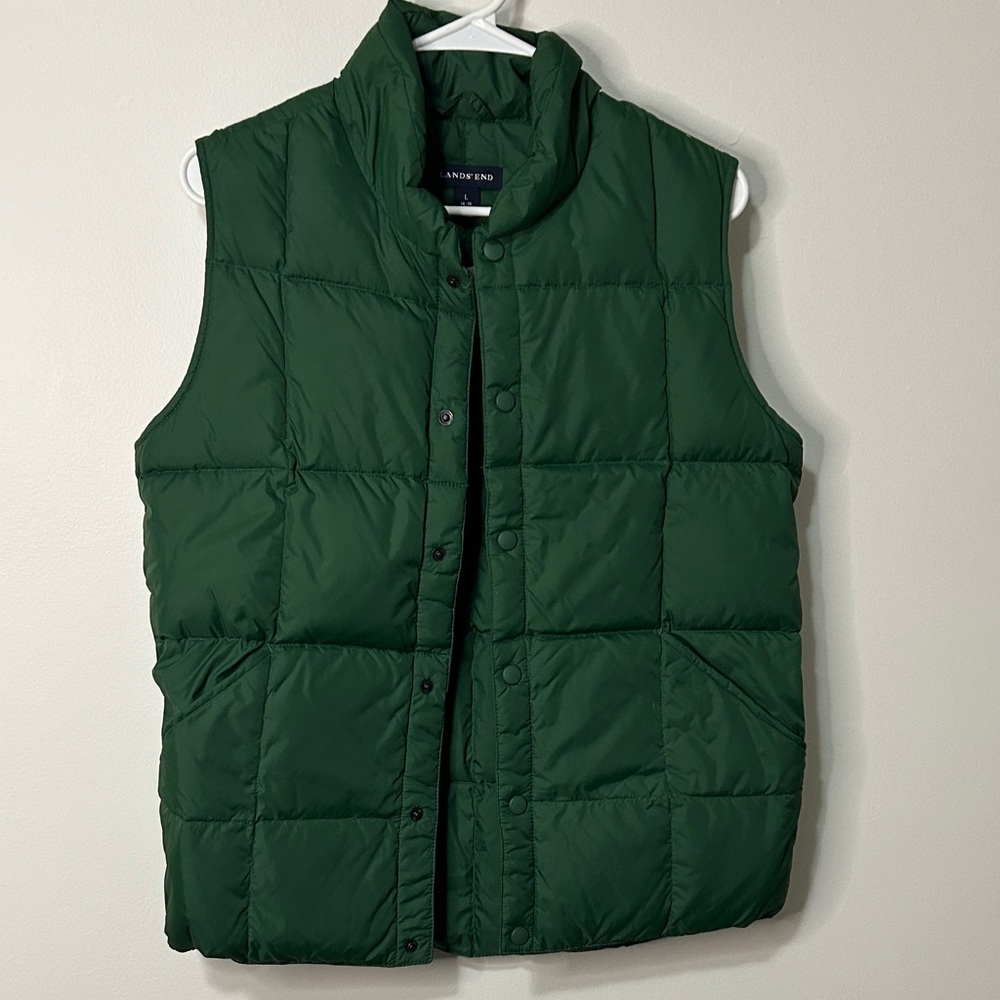 Lands' End‎ Women's Green Puffer Vest size Large